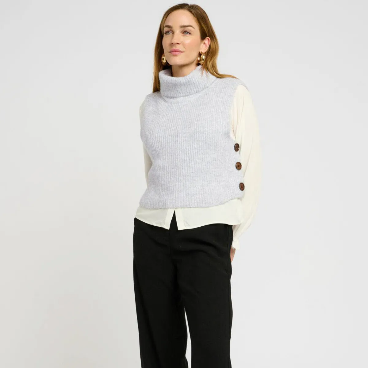 Cream Pullunder CRStarfi Short Knit Slipover grau