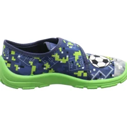 Fischer Markenschuh Hausschuh Fußball blau Clearance