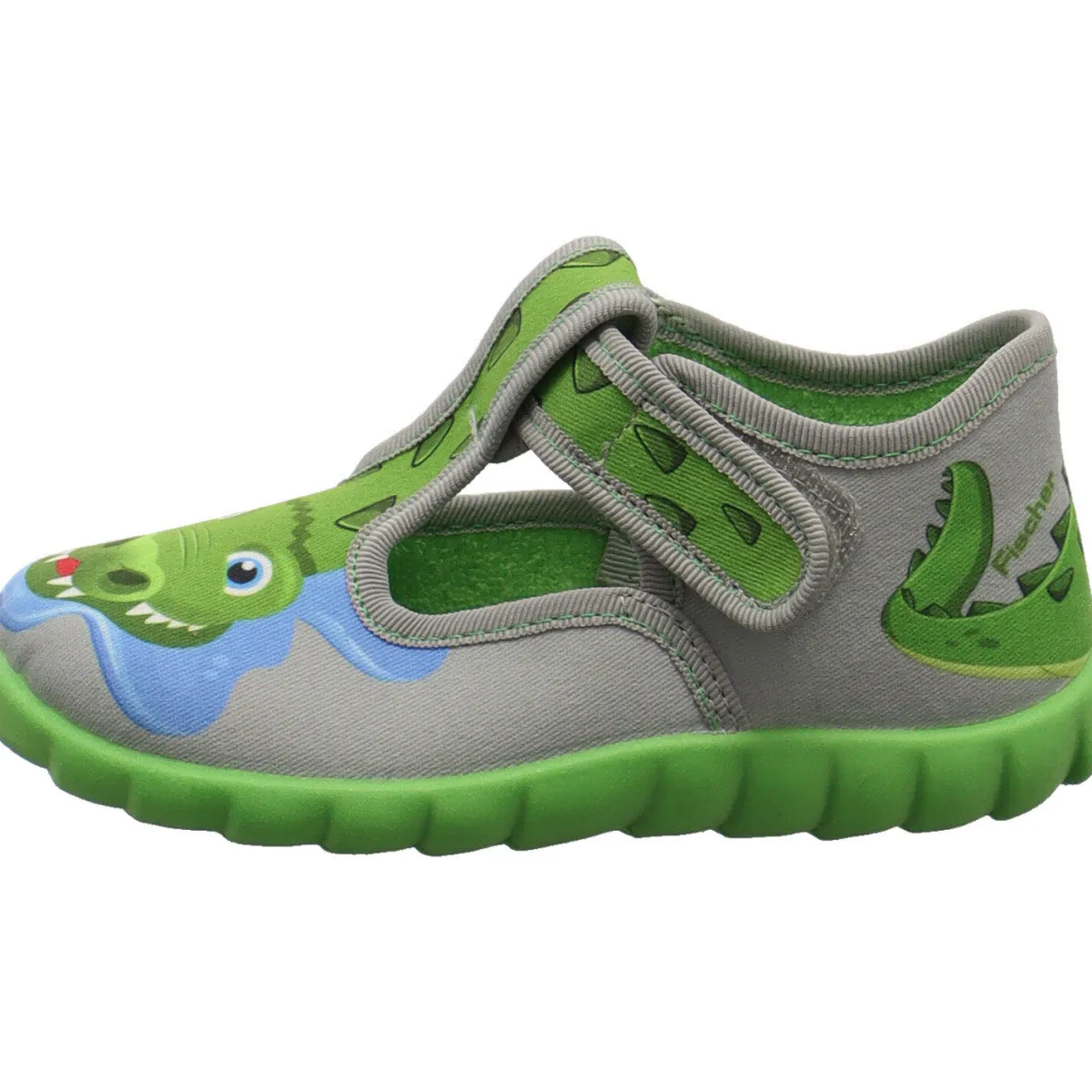 Fischer Markenschuh Hausschuh Krokodil grau Hot