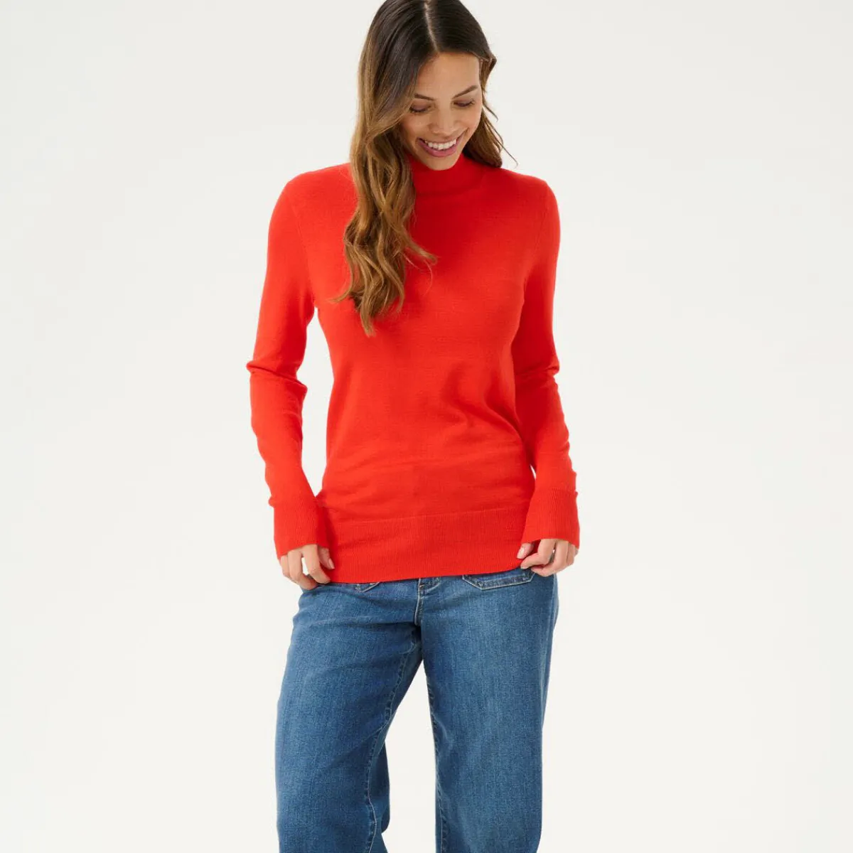 Kaffe Pullover Astrid Roll Neck rot Discount