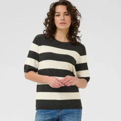 Kaffe Pullover KAlizza Striped Knit schwarz/weiß Best