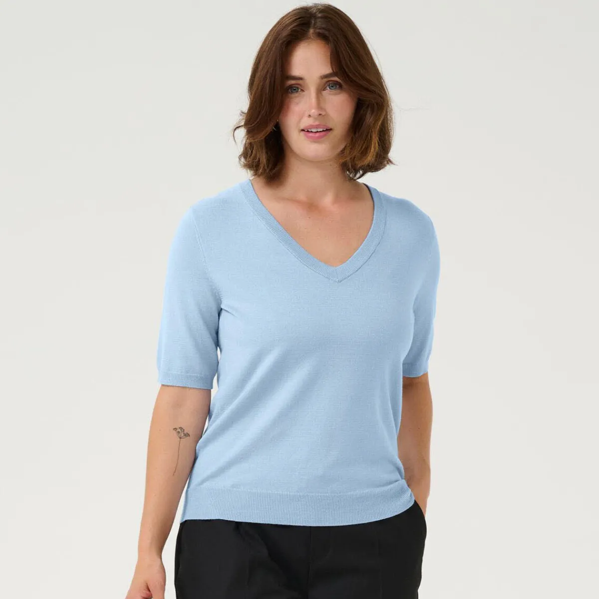 Kaffe Pullover KAlizza V-Neck blau Discount