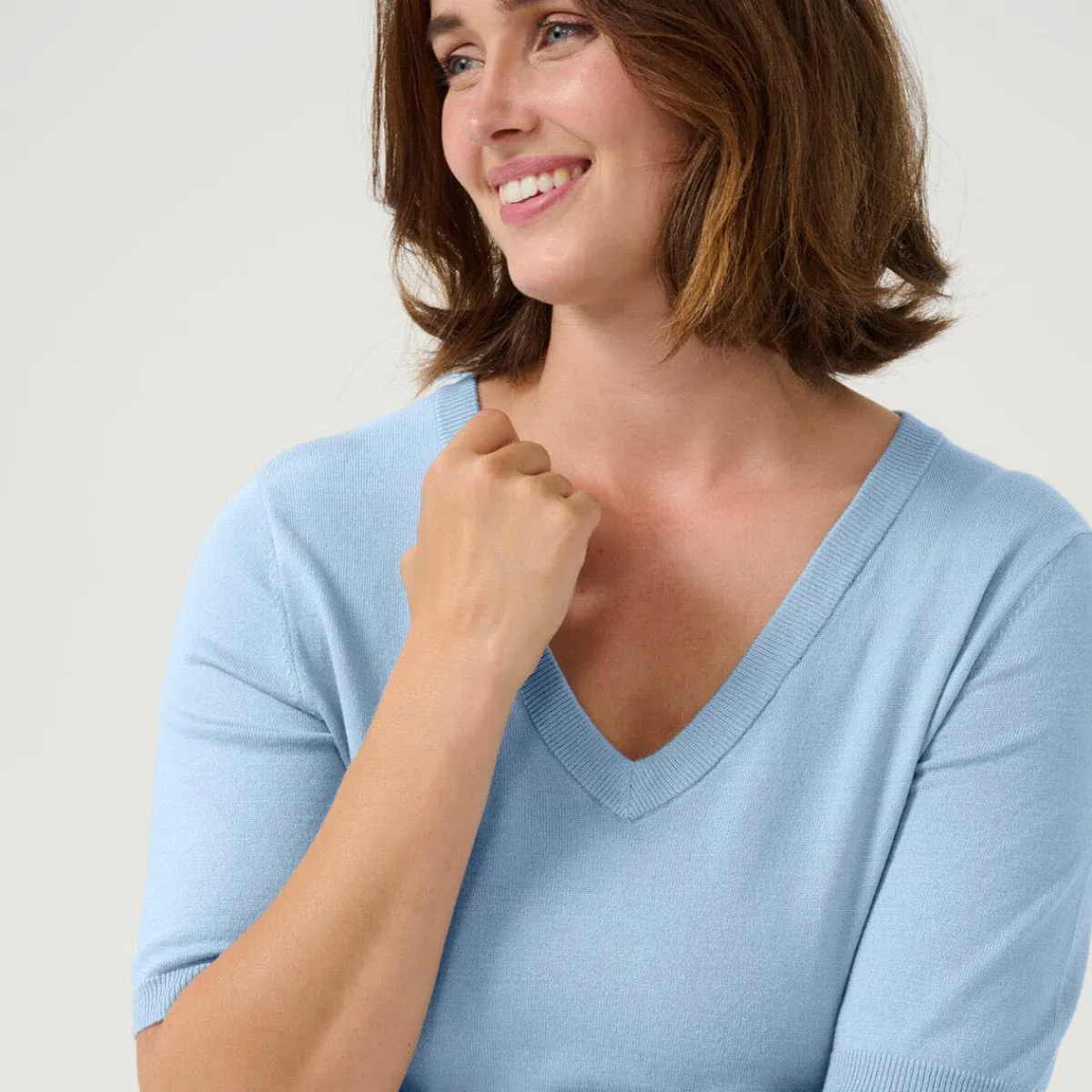 Kaffe Pullover KAlizza V-Neck blau Discount