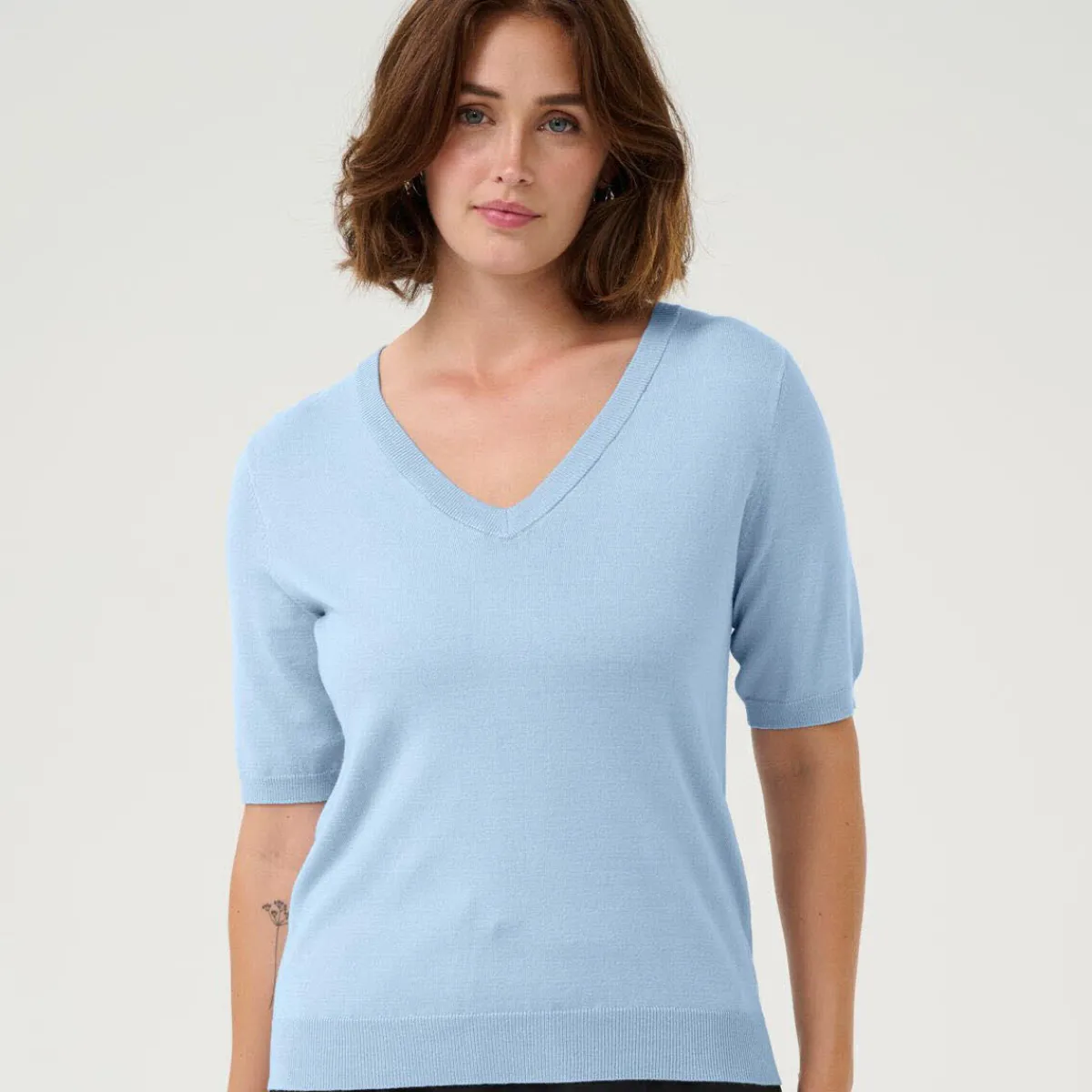Kaffe Pullover KAlizza V-Neck blau Discount