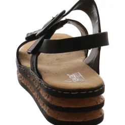 Rieker Keilsandalette schwarz Outlet