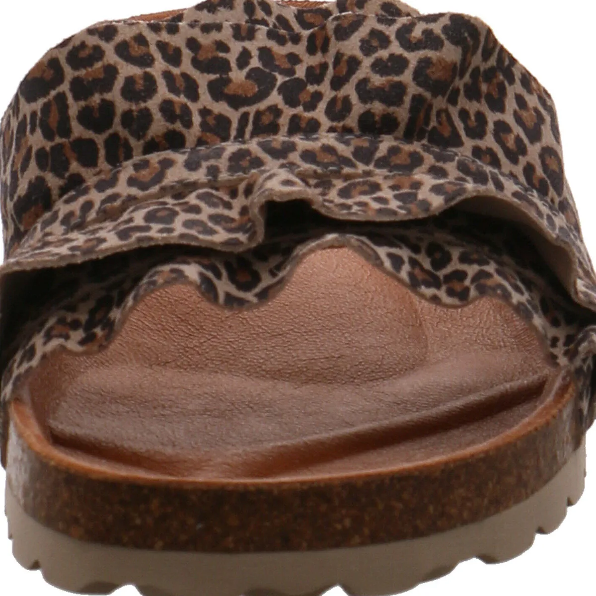 Verbenas Pantolette Rocio Serraje Volante Leopardo braun Hot