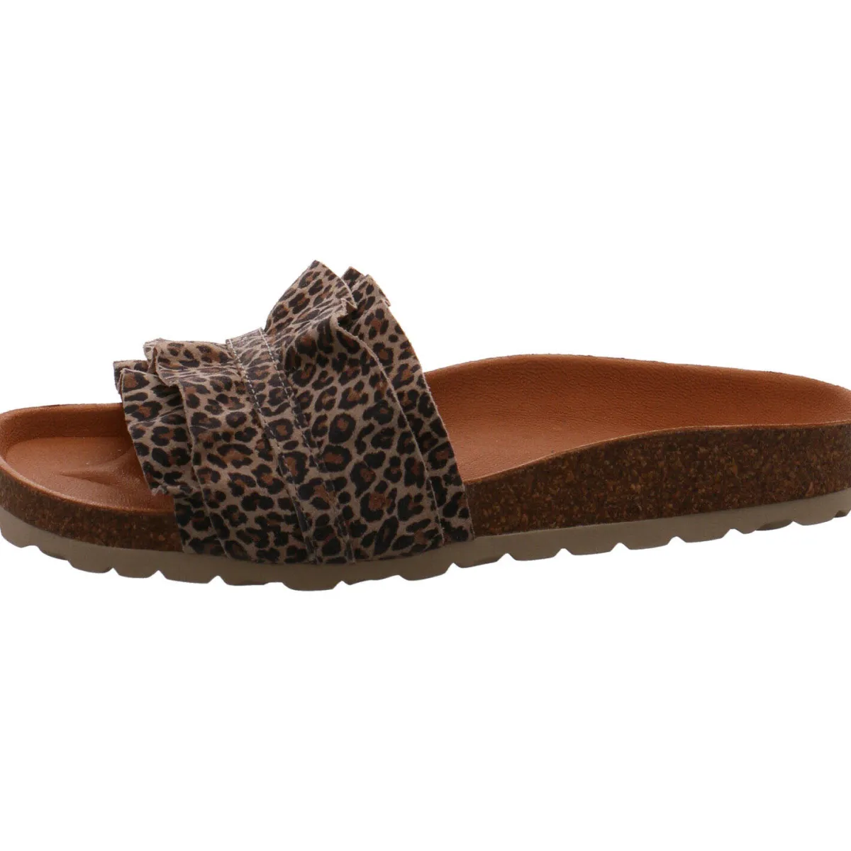 Verbenas Pantolette Rocio Serraje Volante Leopardo braun Hot