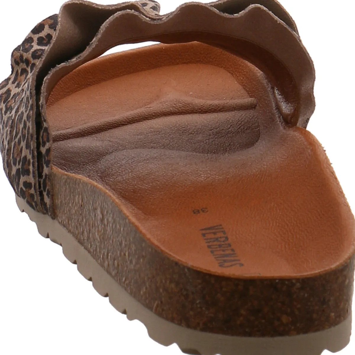 Verbenas Pantolette Rocio Serraje Volante Leopardo braun Hot
