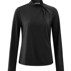 Yaya Shirt Jersey Top With Knotted High Neck schwarz Outlet