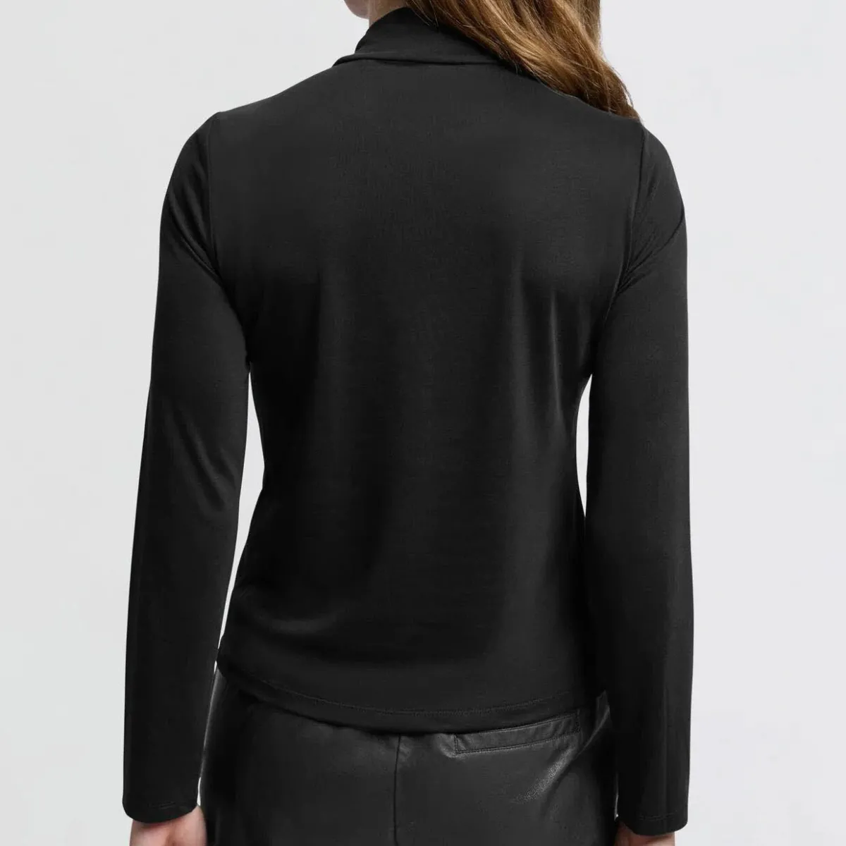 Yaya Shirt Jersey Top With Knotted High Neck schwarz Outlet